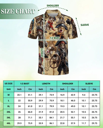 Pirate Cat Polo Shirt- Funny Cat Lover Vintage Style | Azhobbyshop