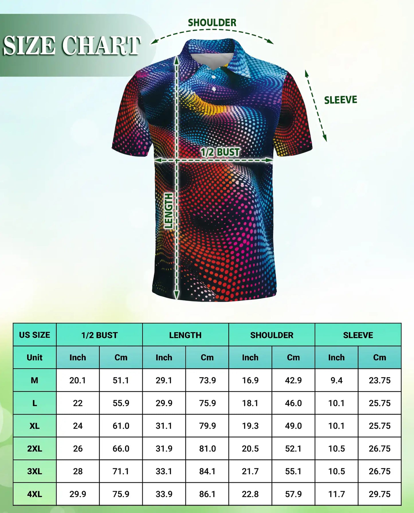 Dynamic Dots 3D Polo Shirt for Men – Abstract Neon Wave Pattern | Azhobbyshop