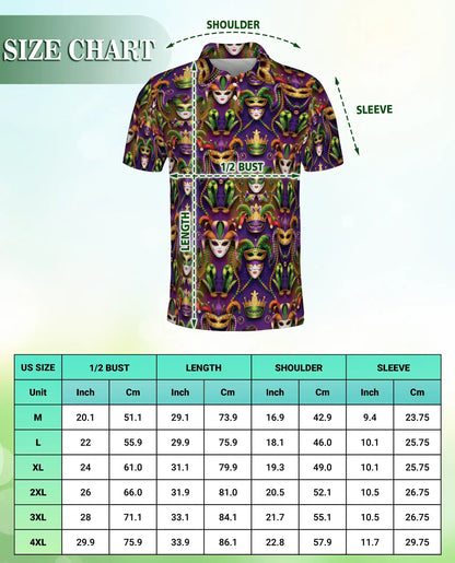 Mardi Gras Mask Purple Green Gold Polo Shirt | Azhobbyshop
