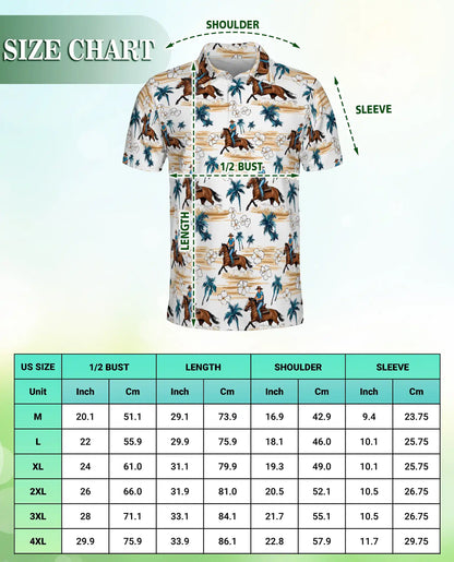 Cowboy Horse Polo Shirt – Western Tropical Beach Style | Azhobbyshop