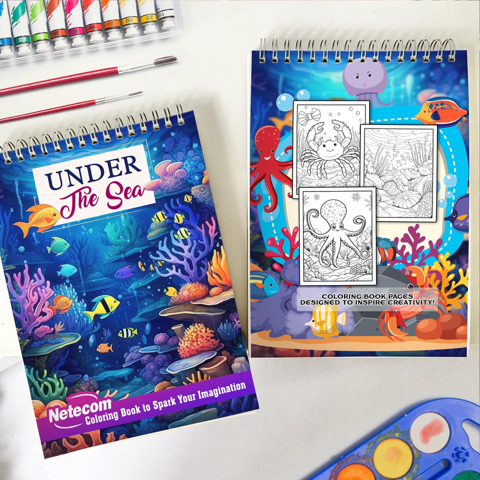 Under The Sea Spiral Bound Coloring Book, Dive into 30 Enchanting Coloring Pages, Exploring the Beauty and Mysteries Under the Sea
