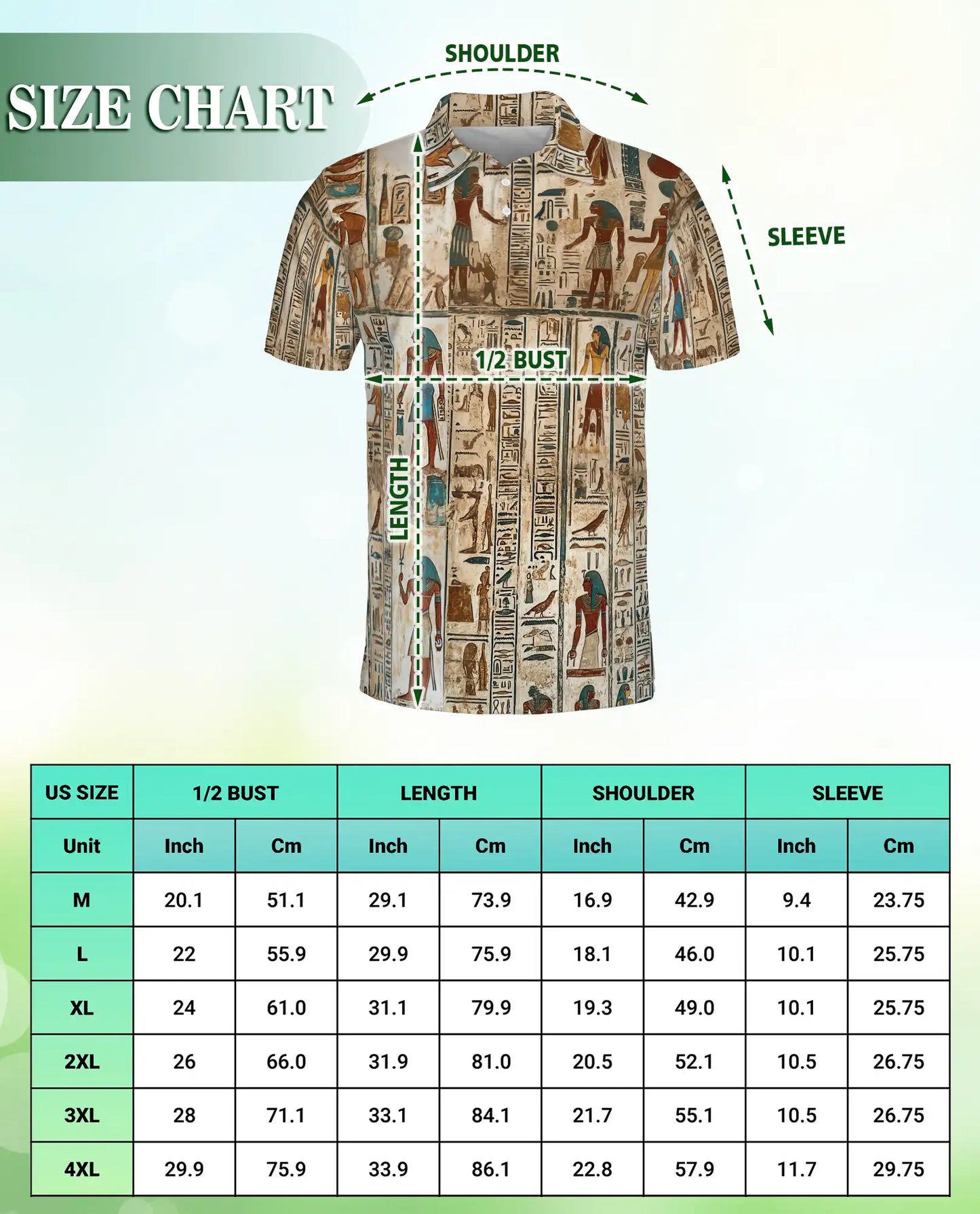 Ancient Egypt Hieroglyph 3D Polo Shirt for Men – Vintage Egyptian Art Print | Azhobbyshop