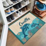 Personalized Dolphin Family Doormat – Custom Names Ocean Mat