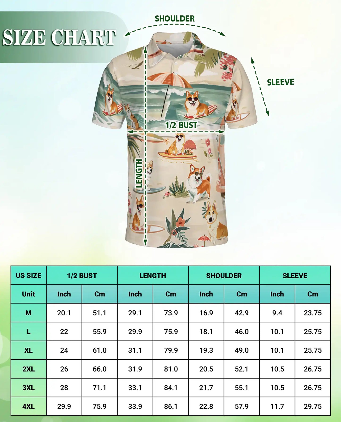 Corgi Summer Beach Polo Shirt – Cute Surfing Dog Tropical Vacation 3D Print | Azhobbyshop