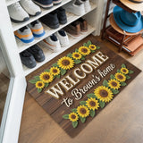 Personalized Sunflower Family Doormat – Custom Name Farmhouse Mat