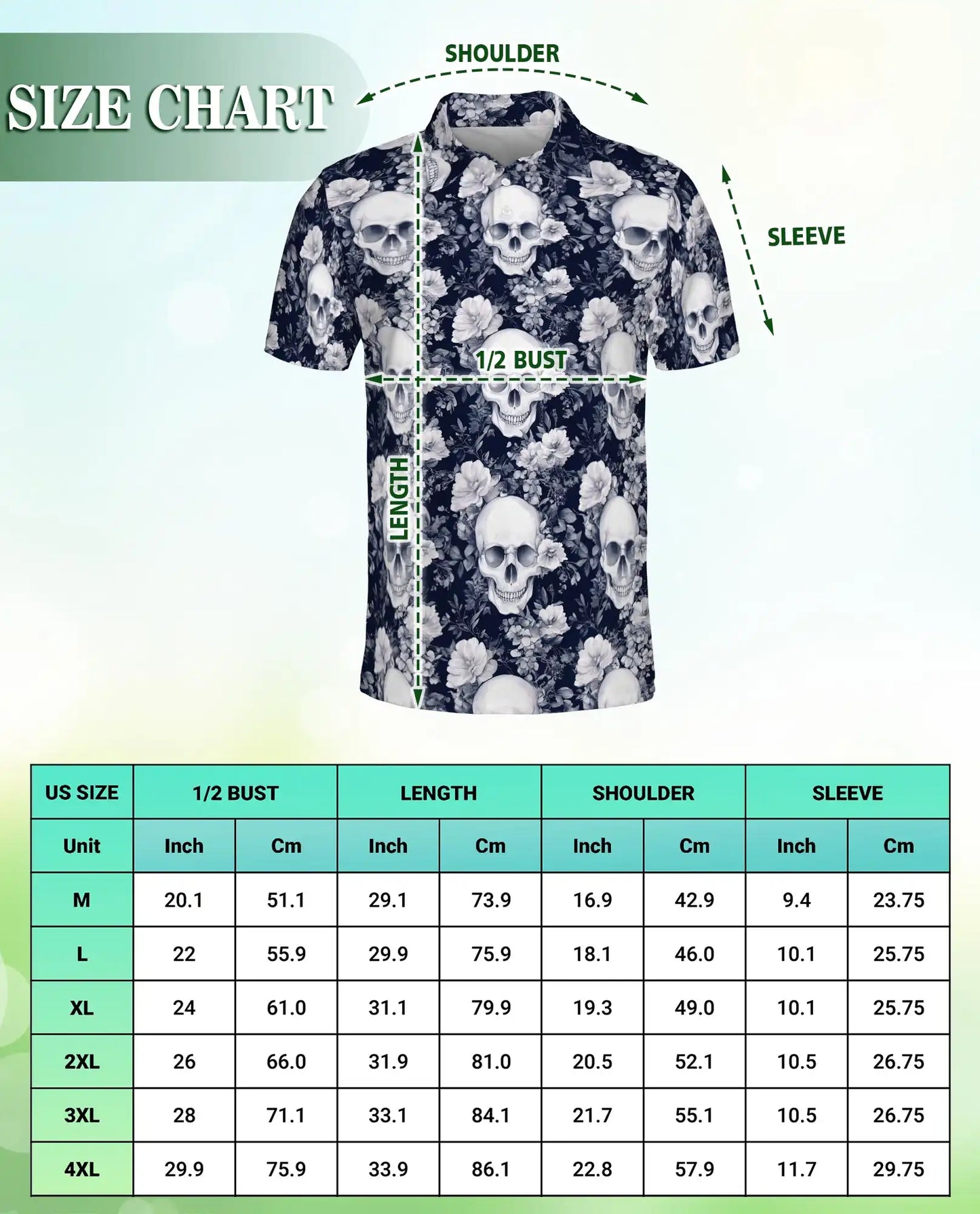 Skull Floral Polo Shirt- Gothic Dark Aesthetic Style | Azhobbyshop