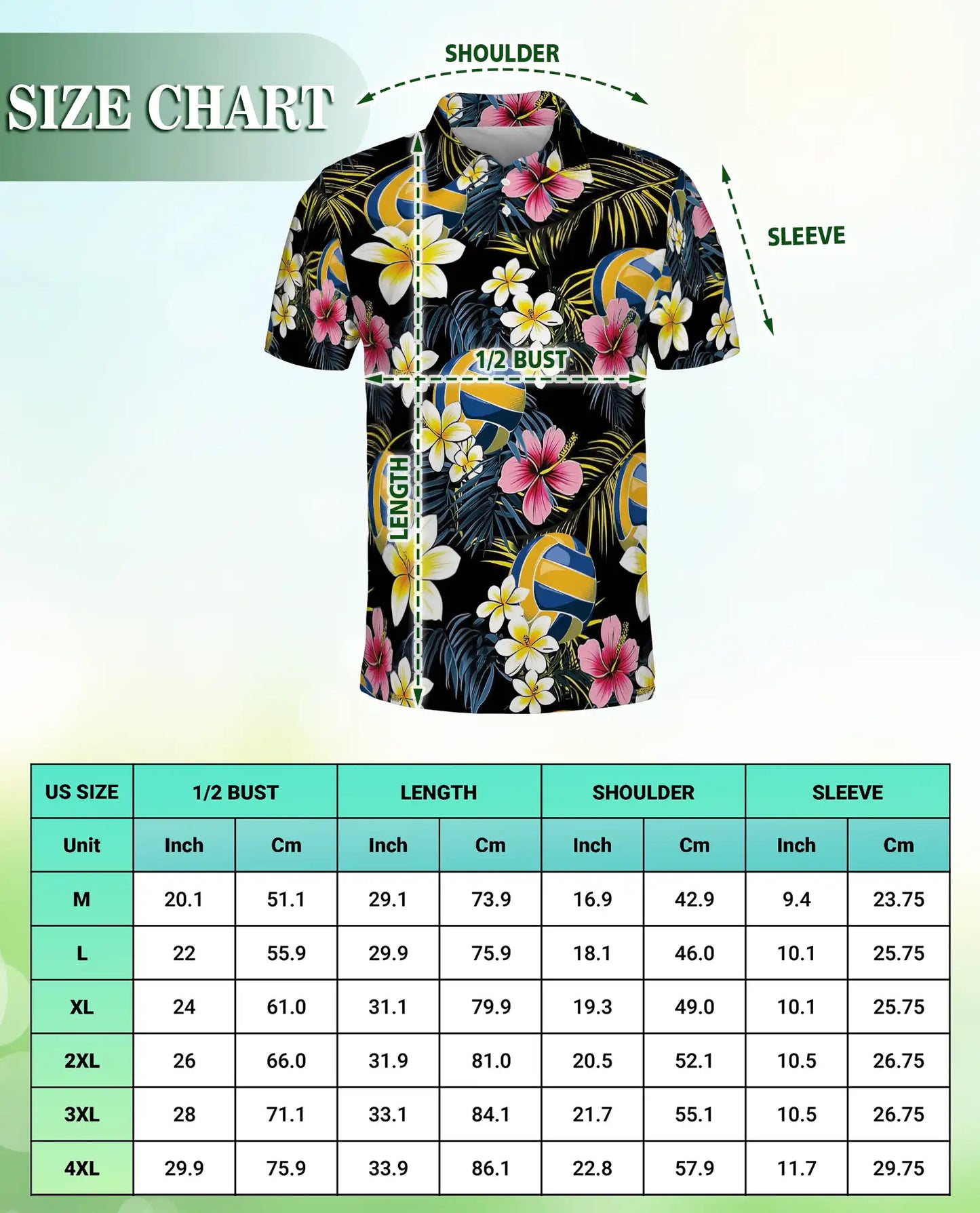 Volleyball Flower 3D Polo Shirt for Men – Tropical Sport Floral Style | Azhobbyshop