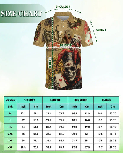 Skull Poker Polo Shirt- Gambling Casino Vintage Style | Azhobbyshop