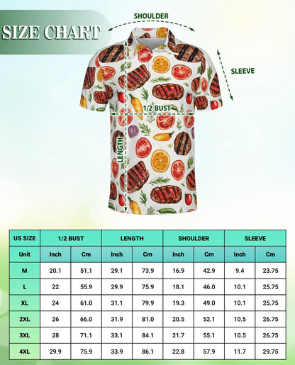 Grilled Steak 3D Polo Shirt for Men – BBQ Food Lover Summer Style | Azhobbyshop