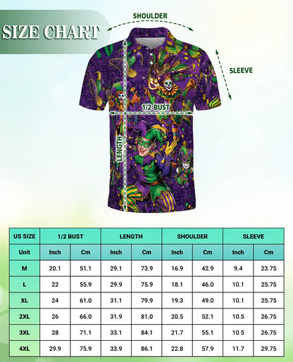Mardi Gras Jester Mask Purple Green Polo Shirt | Azhobbyshop