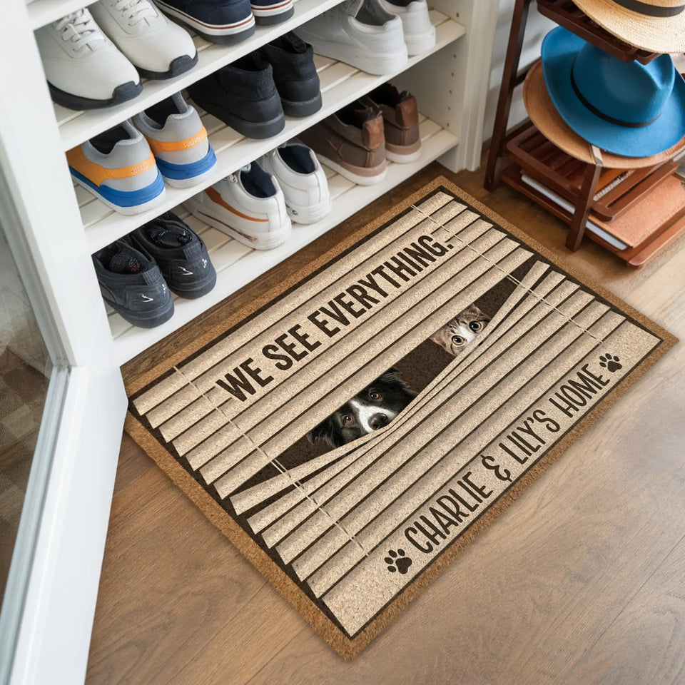 Personalized Dog & Cat Window Blinds Doormat – Custom Pet Photo Welcome Mat