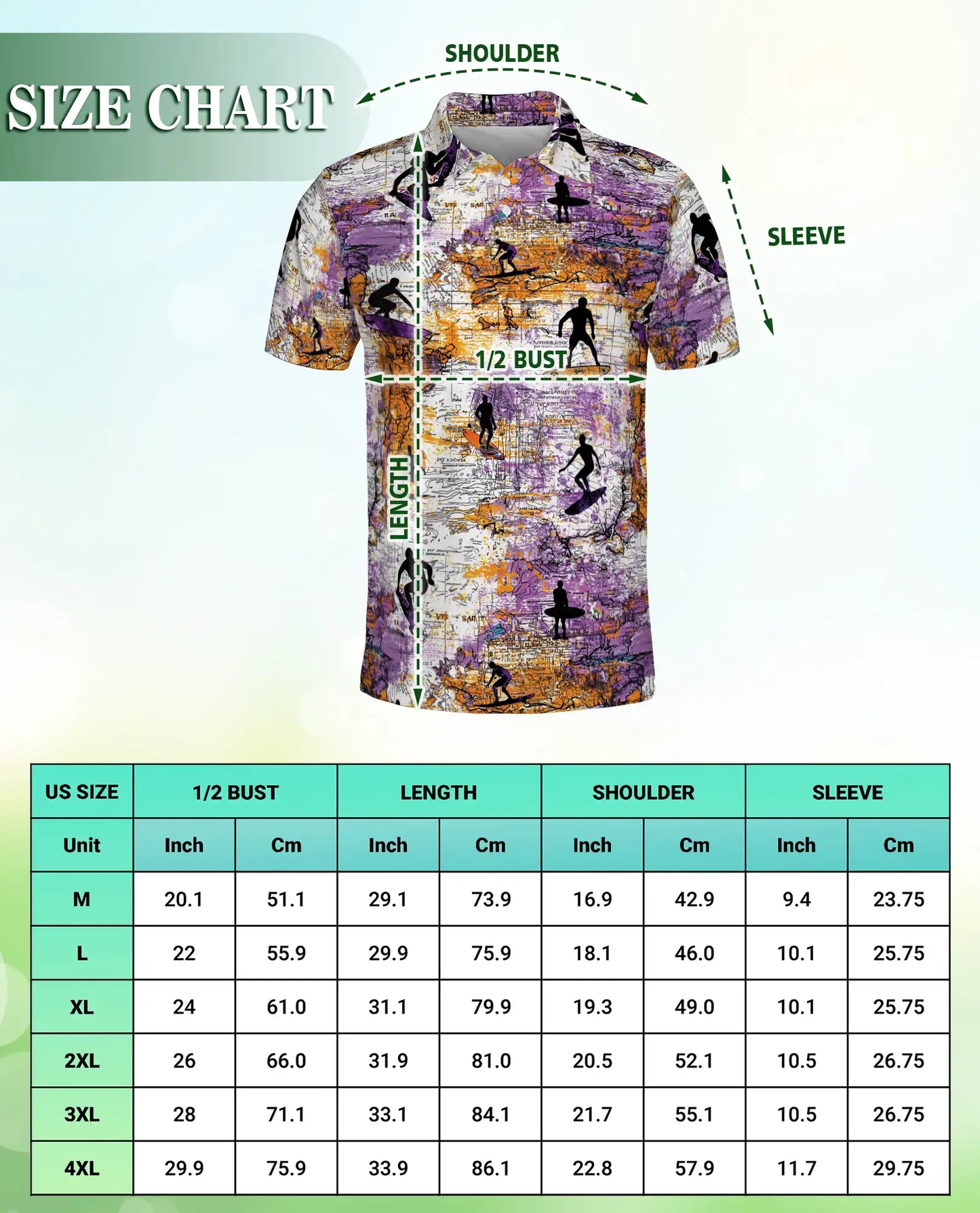 Surfing Polo Shirt – Vintage Map Surf Art Style | Azhobbyshop