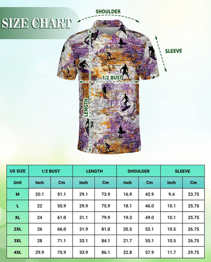 Surfing Polo Shirt – Vintage Map Surf Art Style | Azhobbyshop