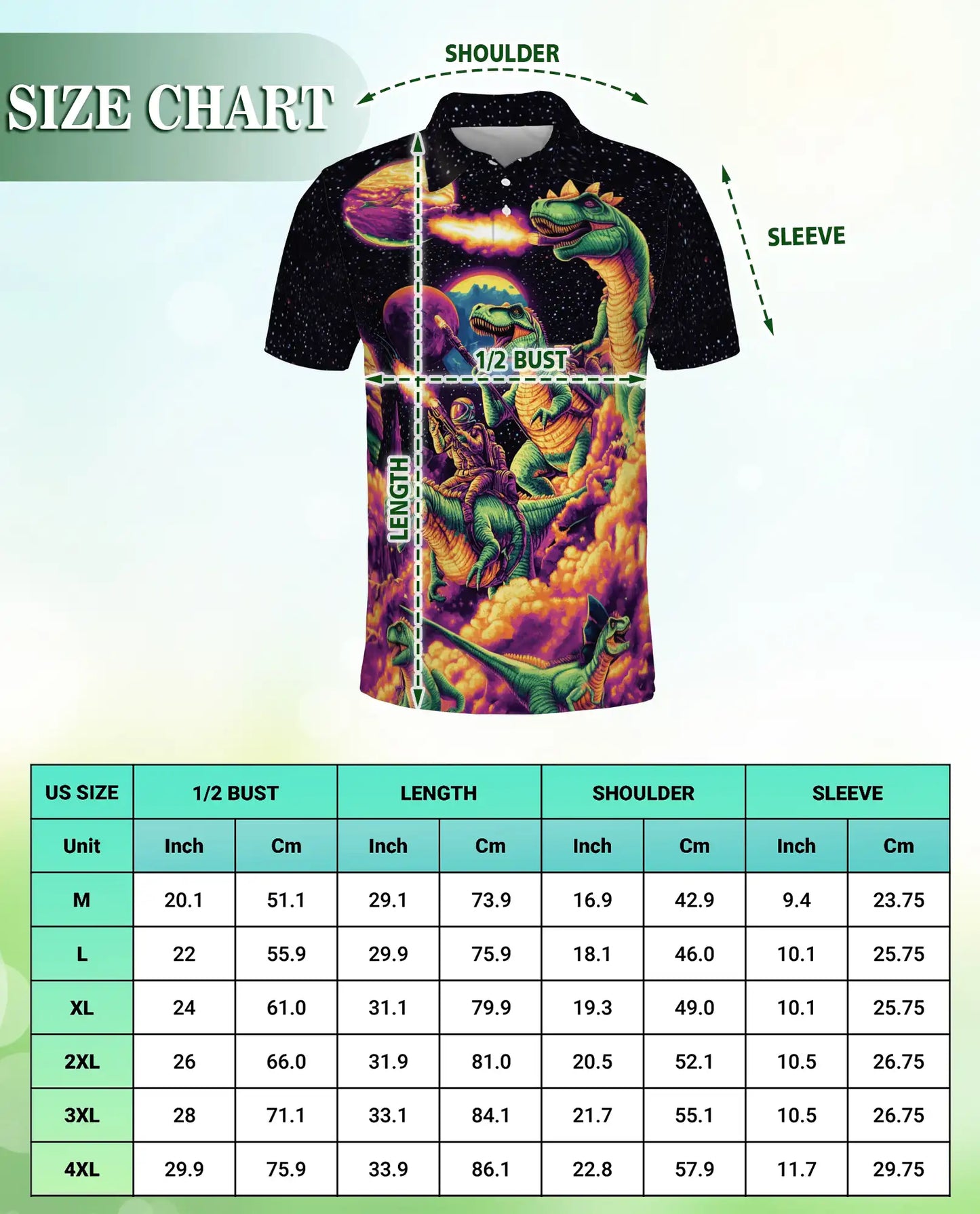 Galaxy Dinosaurs 3D Polo Shirt for Men – Space T-Rex Cosmic Print | Azhobbyshop