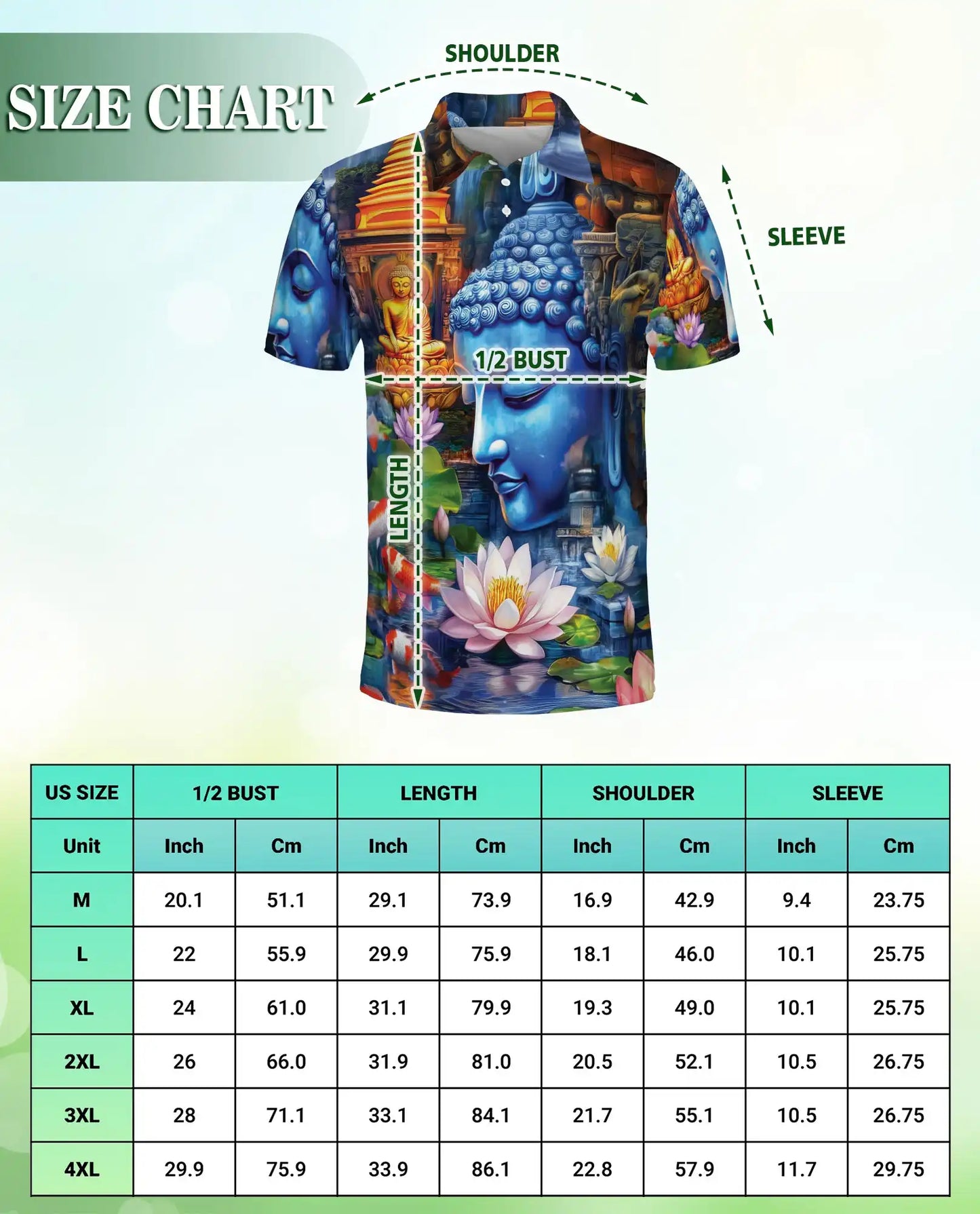 Buddha Lotus Polo Shirt -Zen Spiritual Koi Japanese Style | Azhobbyshop