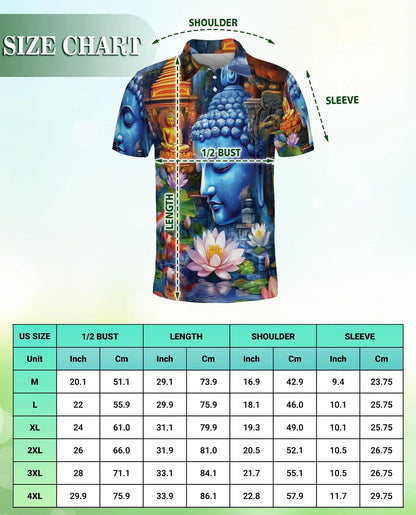 Buddha Lotus Polo Shirt -Zen Spiritual Koi Japanese Style | Azhobbyshop