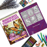 Mindfulness Stained Glass Spiral Bound Coloring Book, Intricate Stained Glass Designs for Mindful Coloring, Ideal for Art Lovers Seeking a Meditative Challenge