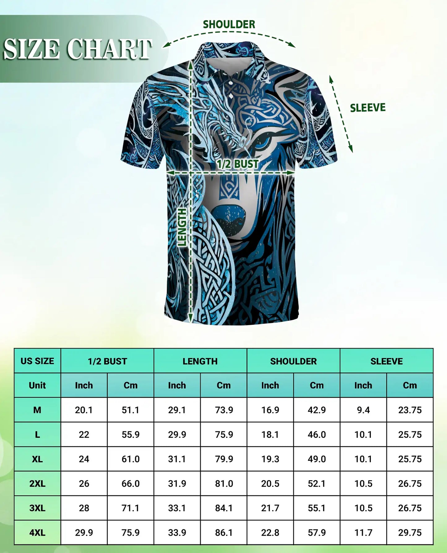 Wolf Tribal Polo Shirt- Celtic Wolf Viking Style | Azhobbyshop