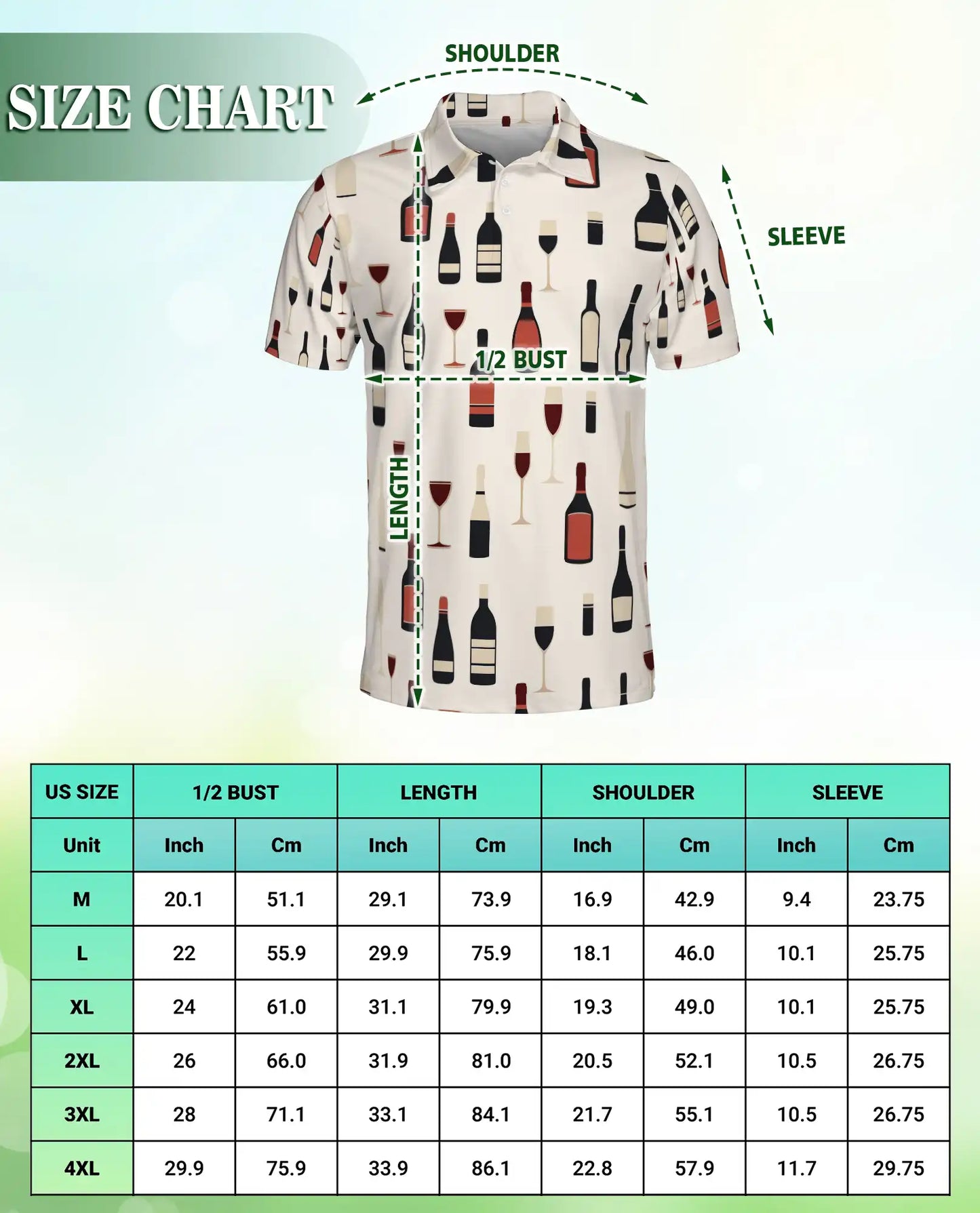 Wine Bottle Pattern Polo Shirt | Azhobbyshop