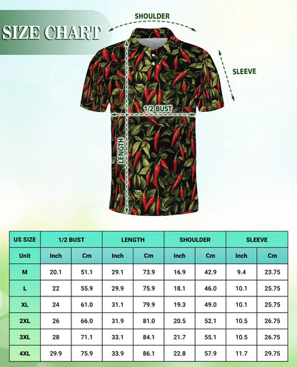 Spicy Chili Pepper 3D Polo Shirt for Men – Bold Food Lover Gift | Azhobbyshop