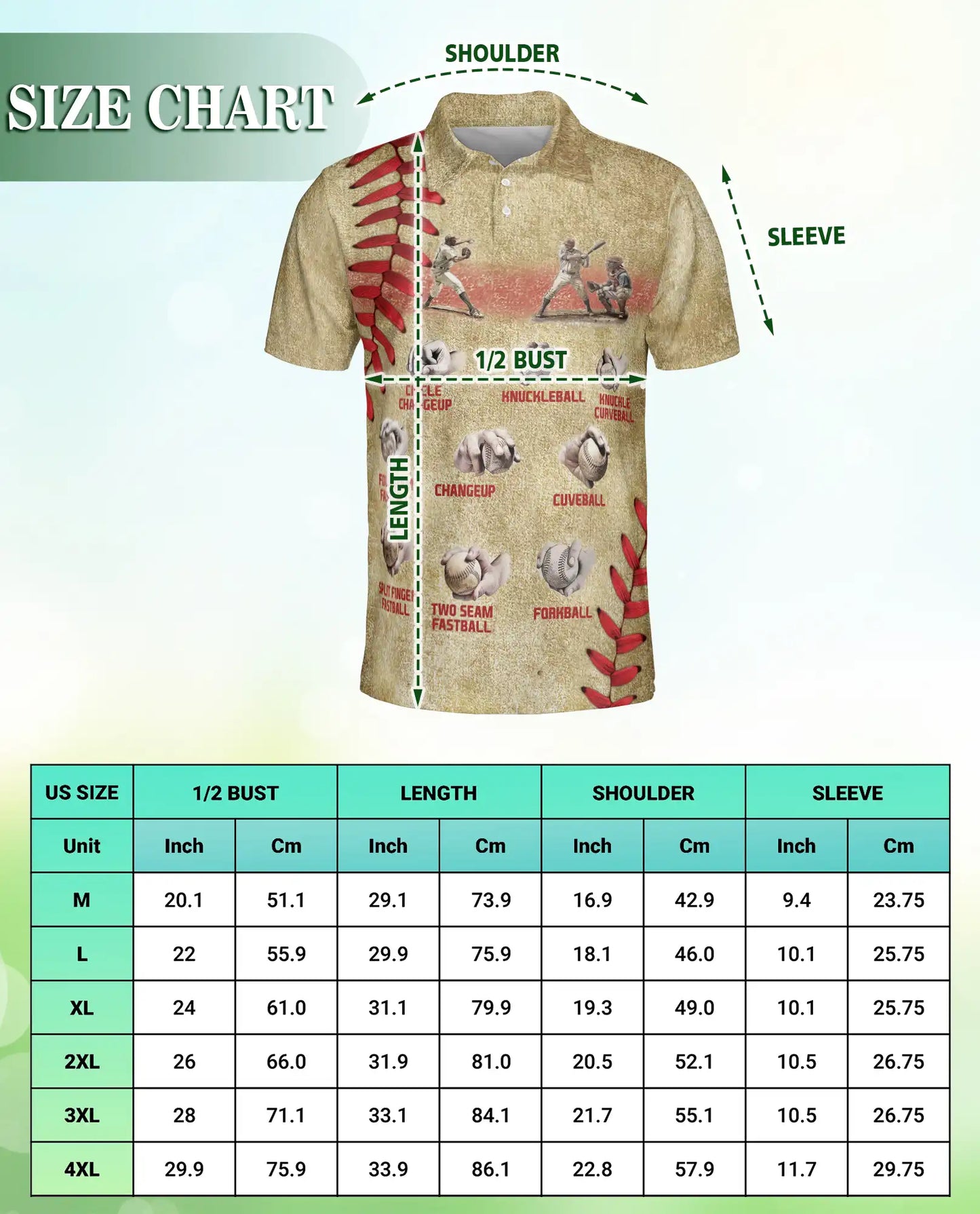 Baseball Pitching 3D Polo Shirt for Men – Pitch Types Coach Player Style | Azhobbyshop