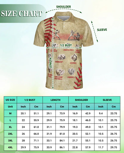 Baseball Pitching 3D Polo Shirt for Men – Pitch Types Coach Player Style | Azhobbyshop