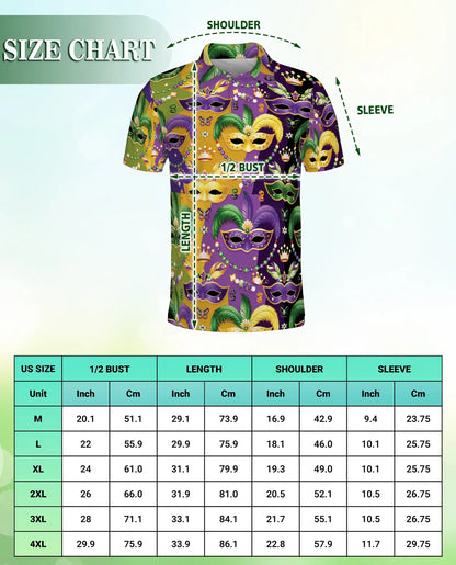 Mardi Gras Mask Carnival Polo Shirt Purple Gold | Azhobbyshop