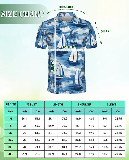 Sailboat Hawaiian Polo Shirt – Nautical Ocean Sailing Shirt | Azhobbyshop