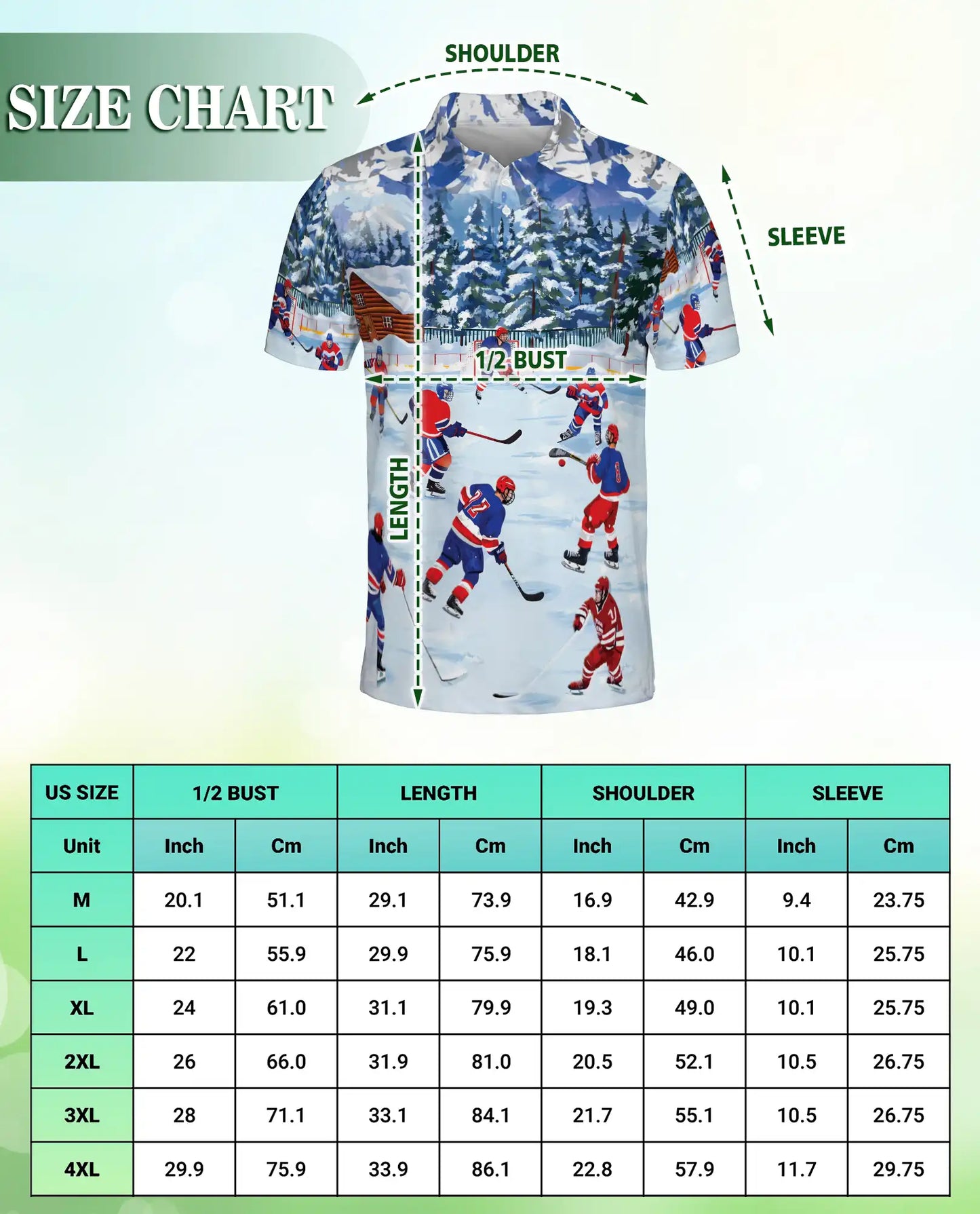 Winter Ice Hockey Polo Shirt – Snowy Outdoor Hockey Scene | Azhobbyshop