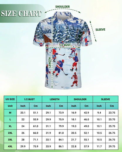 Winter Ice Hockey Polo Shirt – Snowy Outdoor Hockey Scene | Azhobbyshop
