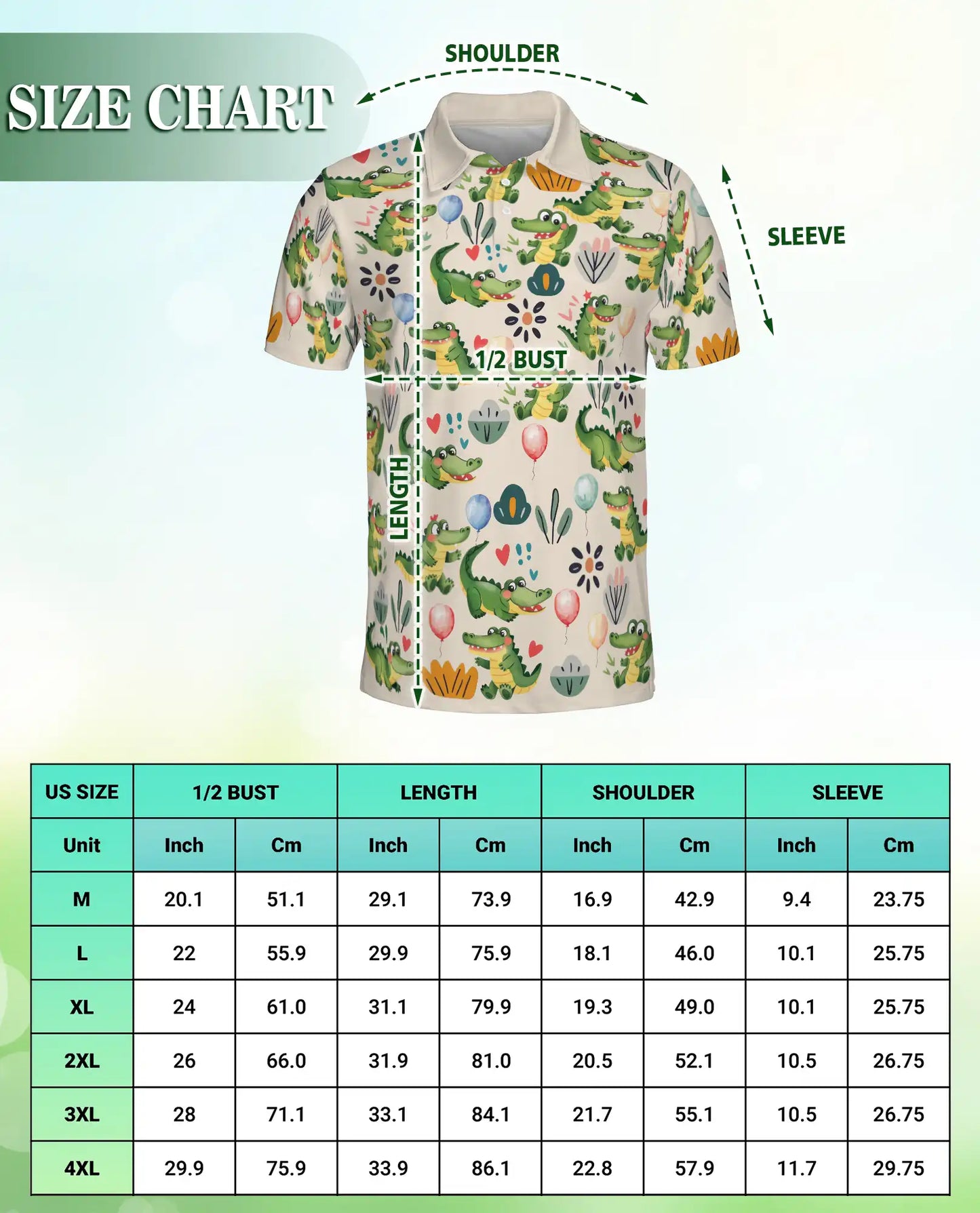 Alligator Polo Shirt – Cute Cartoon Crocodile Pattern | Azhobbyshop