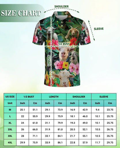 Goat Tropical Polo Shirt – Funny Farm Animal Floral Hawaiian 3D Print | Azhobbyshop