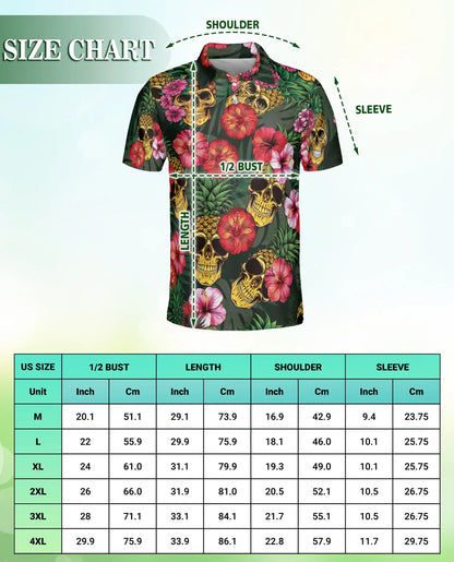 Skull Pineapple 3D Polo Shirt for Men – Tropical Hawaiian Bold Style | Azhobbyshop