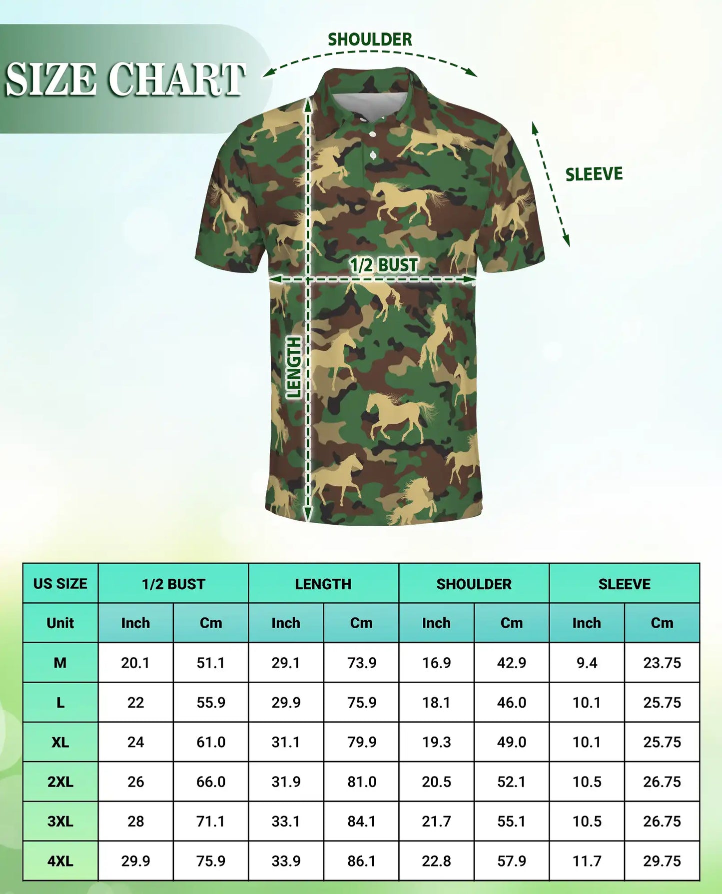 Camo Horse 3D Polo Shirt for Men – Military Camouflage & Wild Horse Print | Azhobbyshop