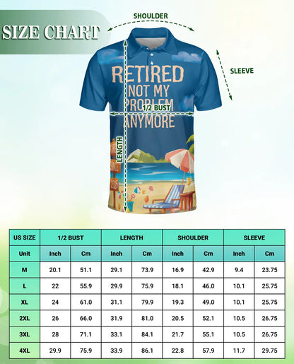 Retired 3D Polo Shirt for Men – Funny Retirement Beach Vacation Gift | Azhobbyshop