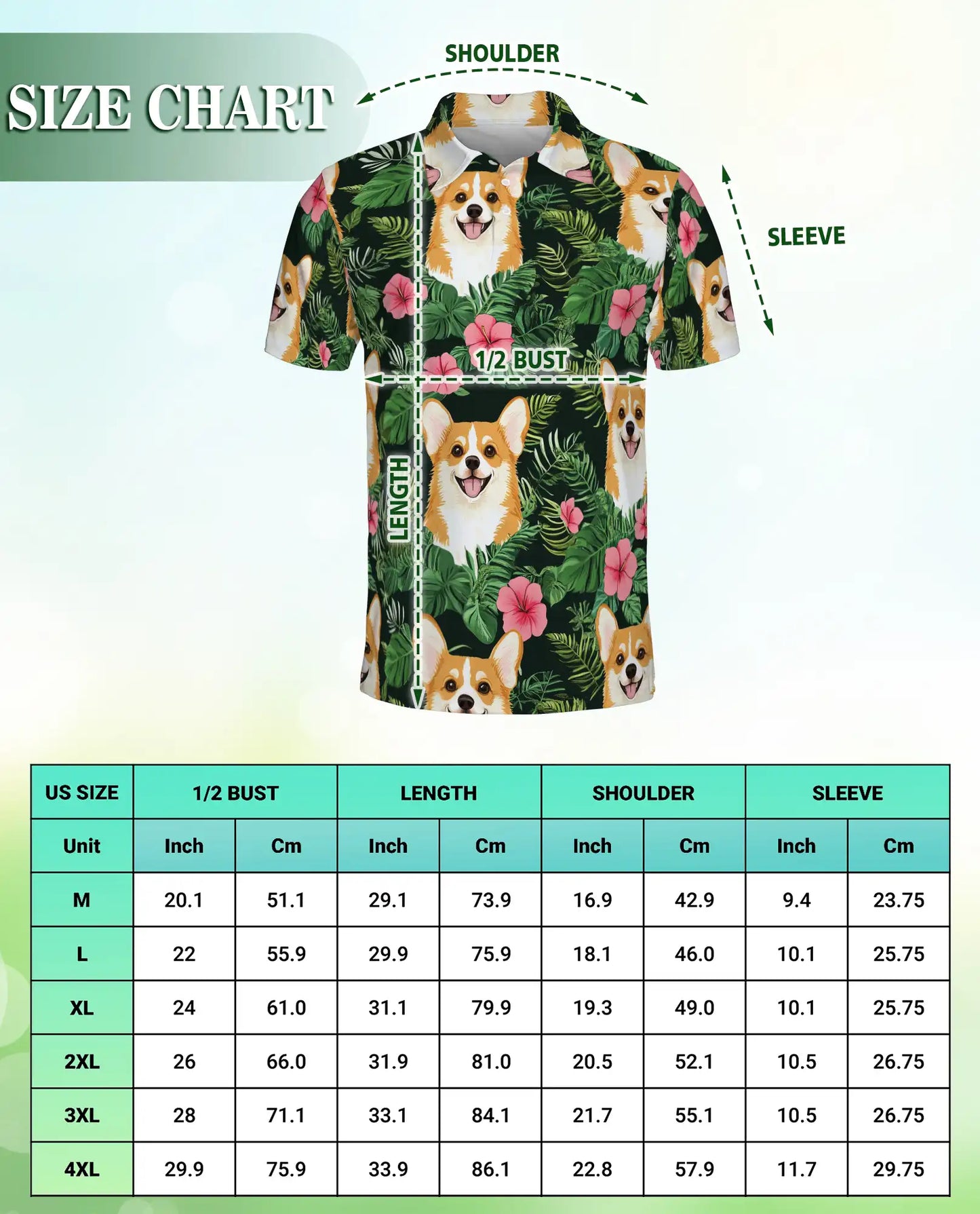 Corgi Love Flower Polo Shirt- Cute Dog Tropical Floral Shirt | Azhobbyshop