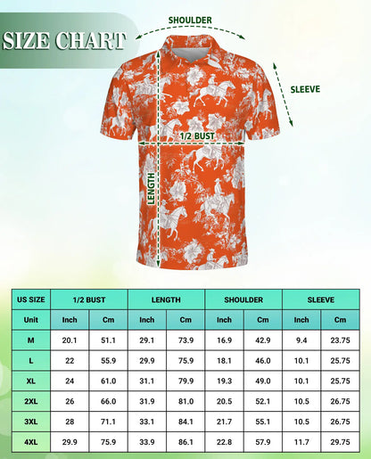 Aloha Polo Shirt Saddle Bronc Orange – Cowboy & Floral Design | Azhobbyshop