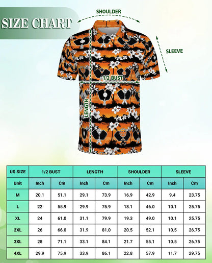 Pickleball Tropical 3D Polo Shirt – Rhombus Pattern Island Style | Azhobbyshop