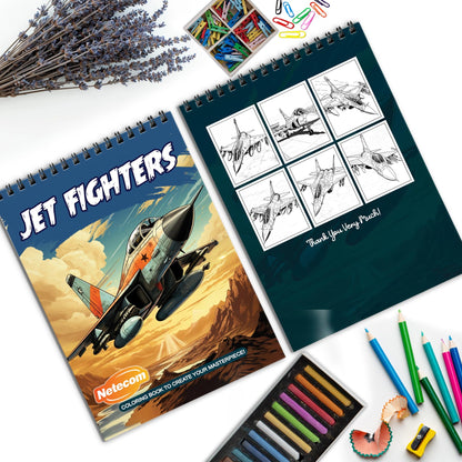 Jet Fighters Spiral Bound Coloring Book, High-Speed Jet Fighters for an Adrenaline-Fueled Coloring Adventure, Perfect for Aviation Enthusiasts and Action Lovers