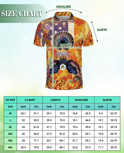 Turkey and Eagle Polo Shirt – Patriotic Thanksgiving Fall Harvest 3D Graphic | Azhobbyshop