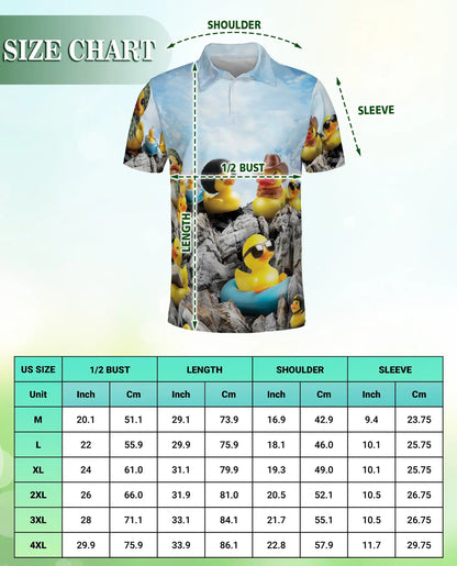 Funny Rubber Duck Polo Shirt – Cute Duck Mountain Scene | Azhobbyshop