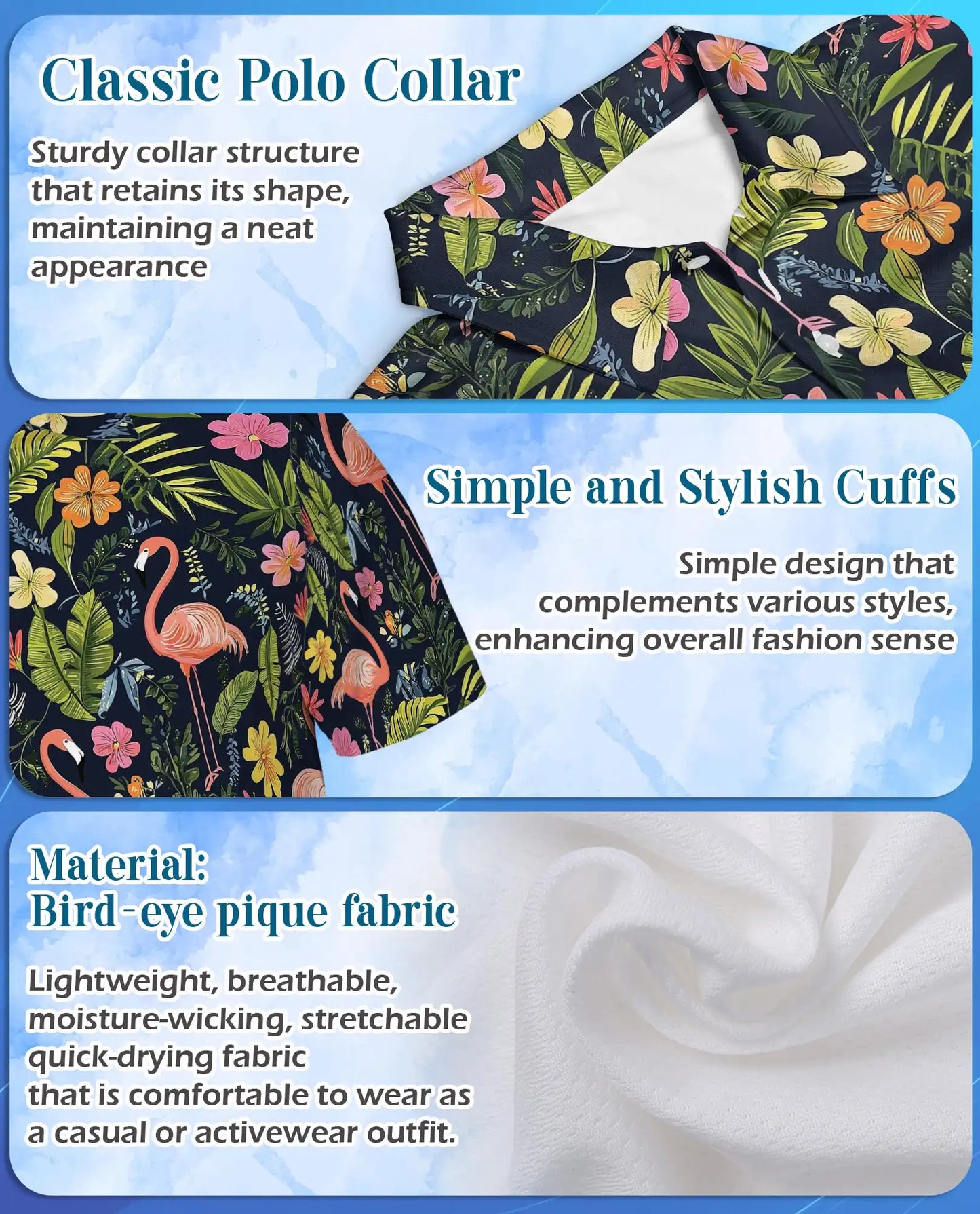 Flamingo Tropical 3D Polo Shirt for Men – Hawaiian Summer Beach Style | Azhobbyshop
