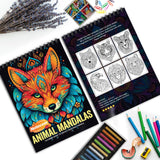 Animal Mandalas Spiral Bound Coloring Book, Intricate Animal Mandalas for Mindful Coloring, Ideal for Animal Lovers and Fans of Meditative Art