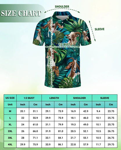 Funny Goat Tropical Polo Shirt – Jungle Leaves Animal Print | Azhobbyshop