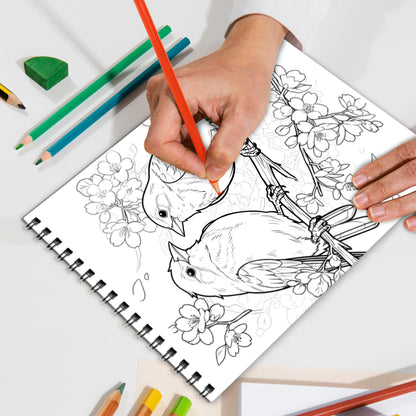 Songbirds Spiral Bound Coloring Book, Charming Songbird Illustrations for a Peaceful Coloring Experience, Ideal for Bird Lovers and Nature Enthusiasts