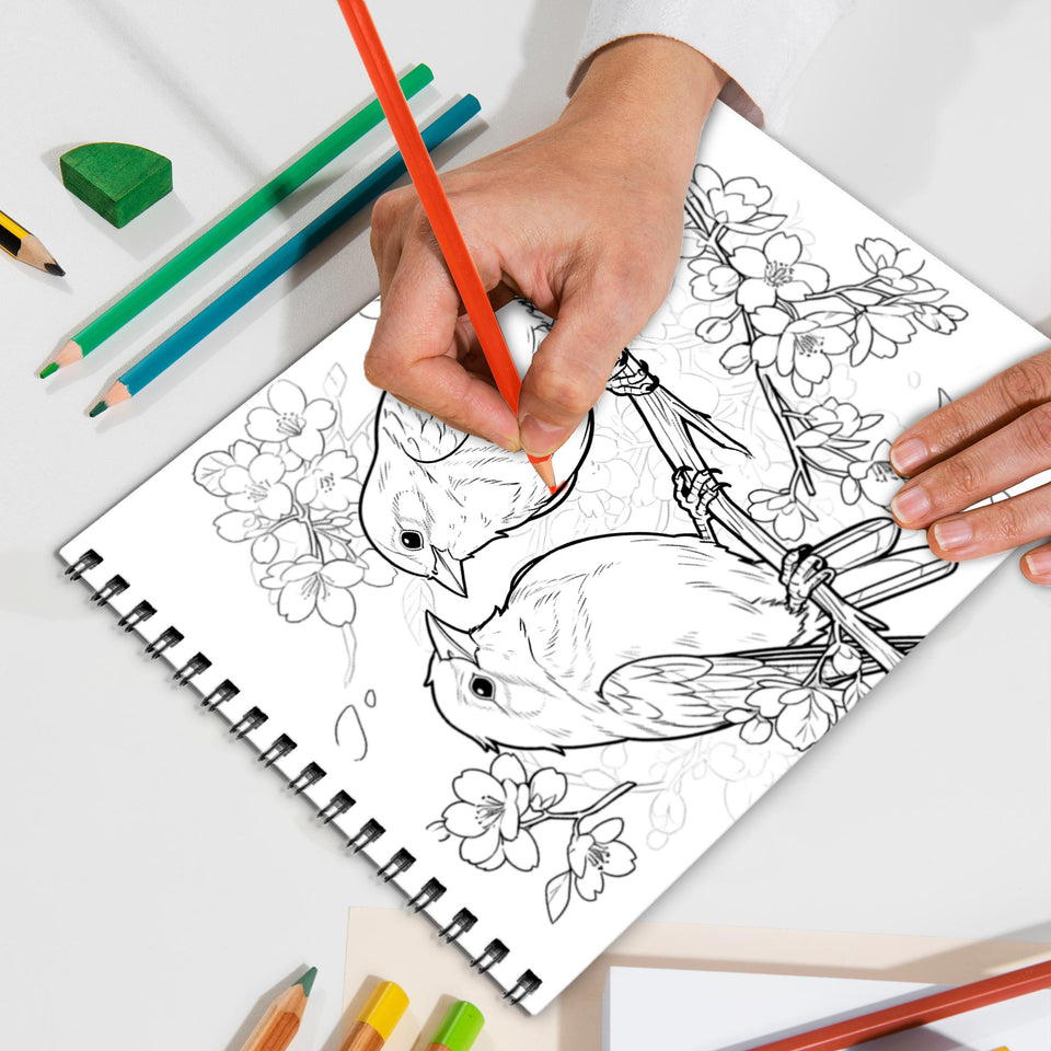 Songbirds Spiral Bound Coloring Book, Charming Songbird Illustrations for a Peaceful Coloring Experience, Ideal for Bird Lovers and Nature Enthusiasts