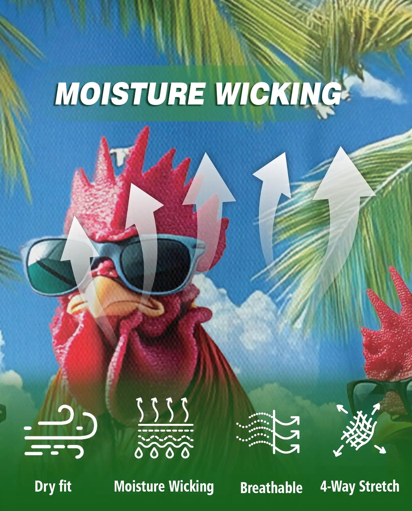 Funny Rooster 3D Polo Shirt – Tropical Hawaiian Style | Azhobbyshop