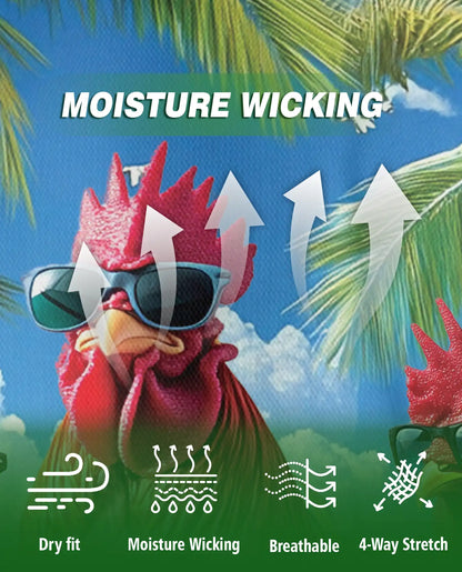 Funny Rooster 3D Polo Shirt – Tropical Hawaiian Style | Azhobbyshop