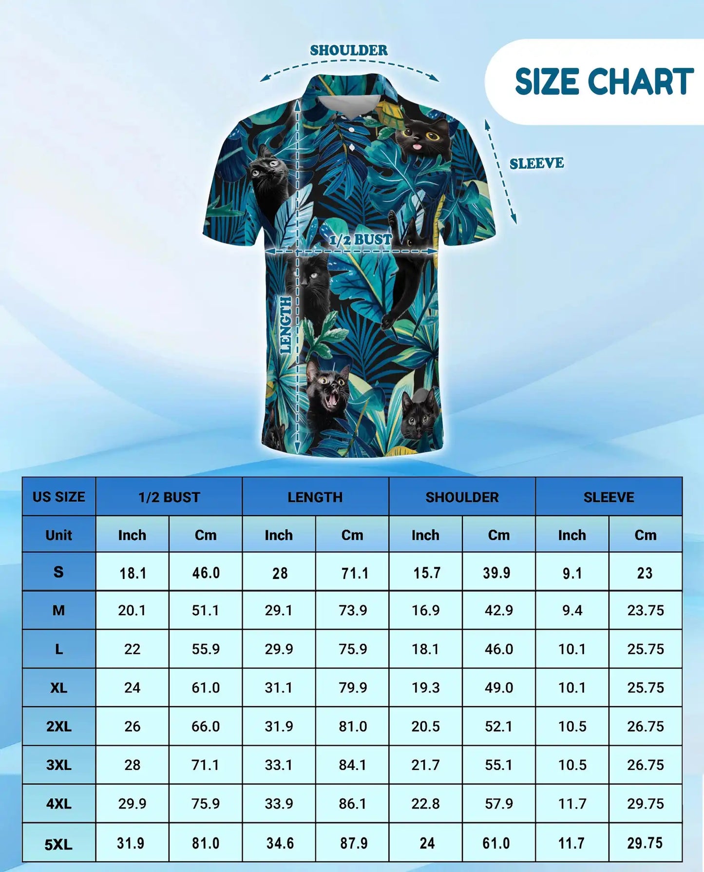 Black Cat Hawaiian Polo Shirt – Cute Tropical Cat Leaf Design | Azhobbyshop