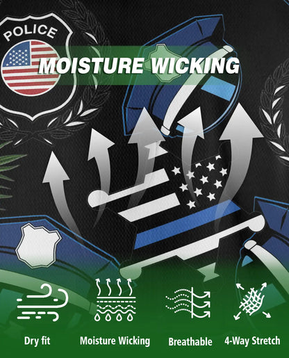 Police Badge Hawaiian Polo Shirt – Thin Blue Line American Flag Shirt | Azhobbyshop